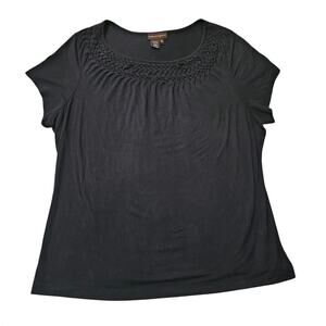 Dana Buchman Size XL Short Sleeve Black Shirt Womens